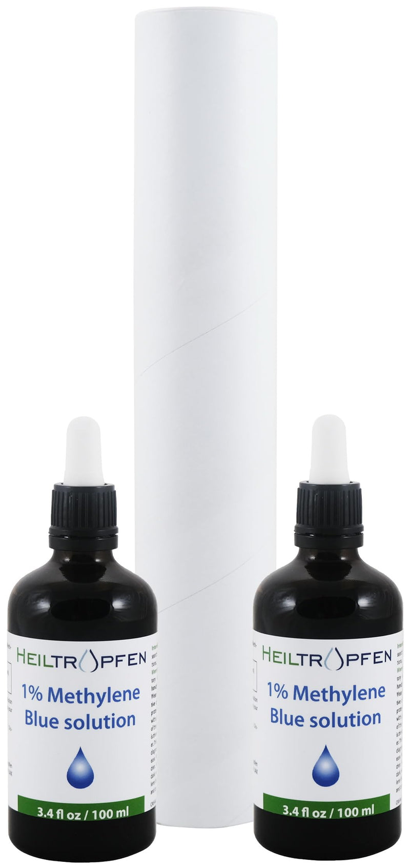 2X Methylene Blue 1% Solution | 2X 3.4 Fl Oz - 2X 100 ml | Ultra High Purity | Pharma Grade Ingredients - Third-Party Tested | Formaldehyde Free | Set of Two | Heiltropfen®