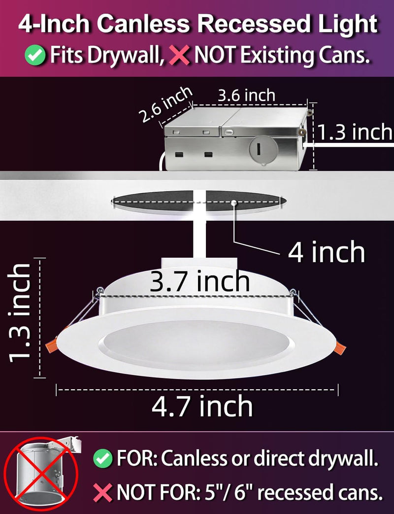 iLC 4 inch LED Recessed Lighting Color Changing, Work with Alexa (Alexa speaker Required), APP Controlled, RGB Canless Recessed Lights, 16 Million Colors, 2700K-6000K,10W,900LM, Bluetooth Mesh,6 Packs 4inch 6.0