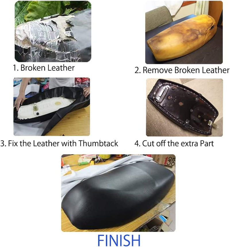 MOTOBA Elastic Leather Motorcycle Seat Cover, Universal Motorcycle Flexible Seat Protector DIY with Thumbscrew 100 x 70 cm/39.37 x 27.56 inch