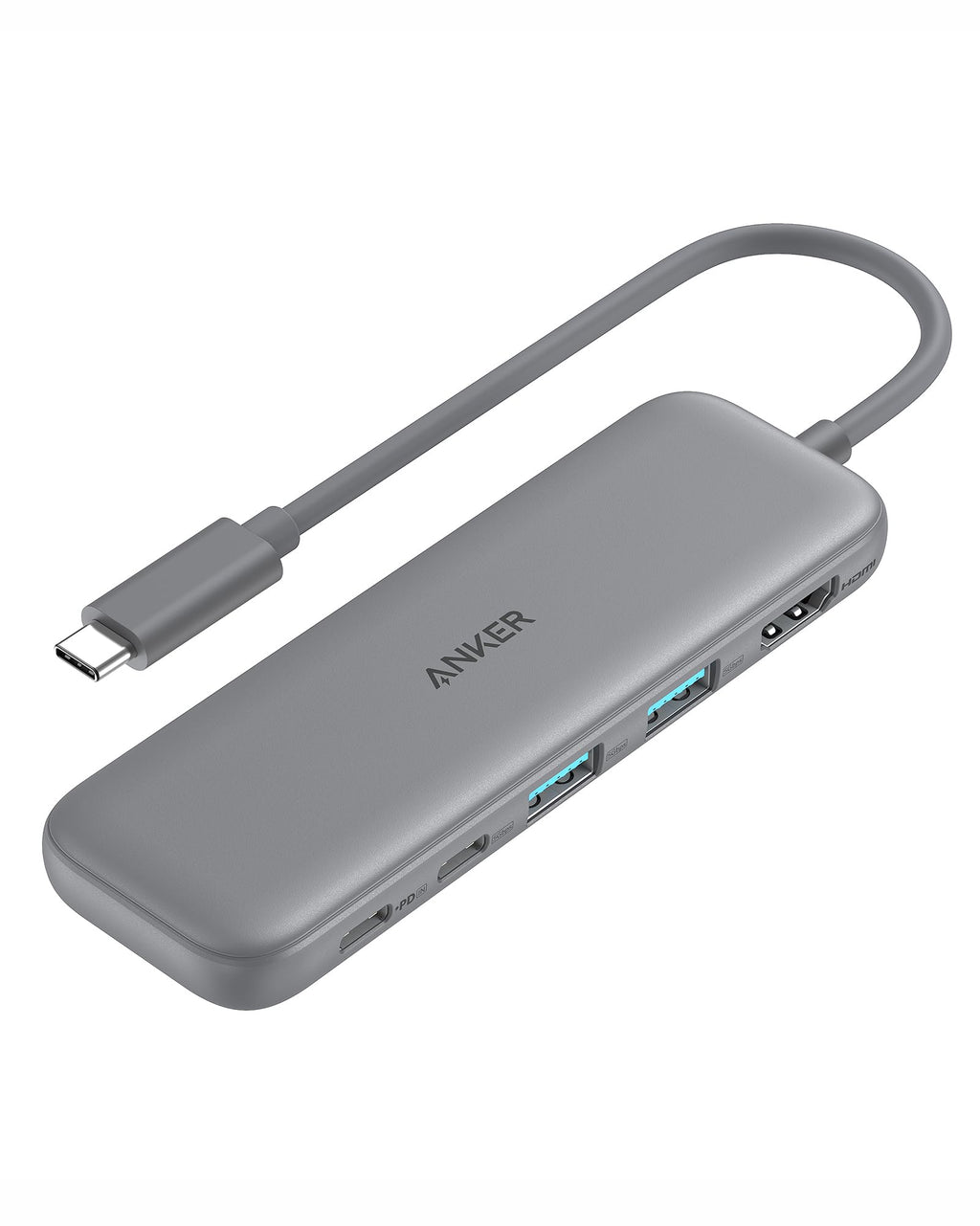 Anker 332 USB-C Hub (5-in-1) with 4K HDMI Display, 5Gbps USB-C Data Port and 2 5Gbps USB-A Data Ports and for MacBook Pro, MacBook Air, Dell XPS, Lenovo Thinkpad, HP Laptops and More(Grey) Grey