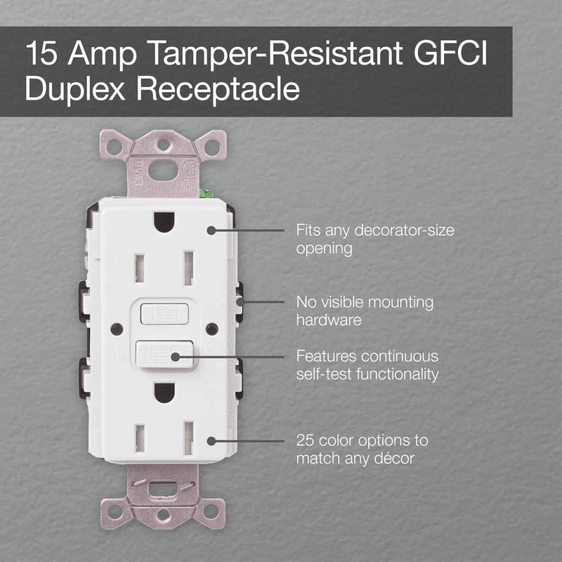 Lutron 15 Amp Tamper-Resistant GFCI Duplex Receptacle in Gray