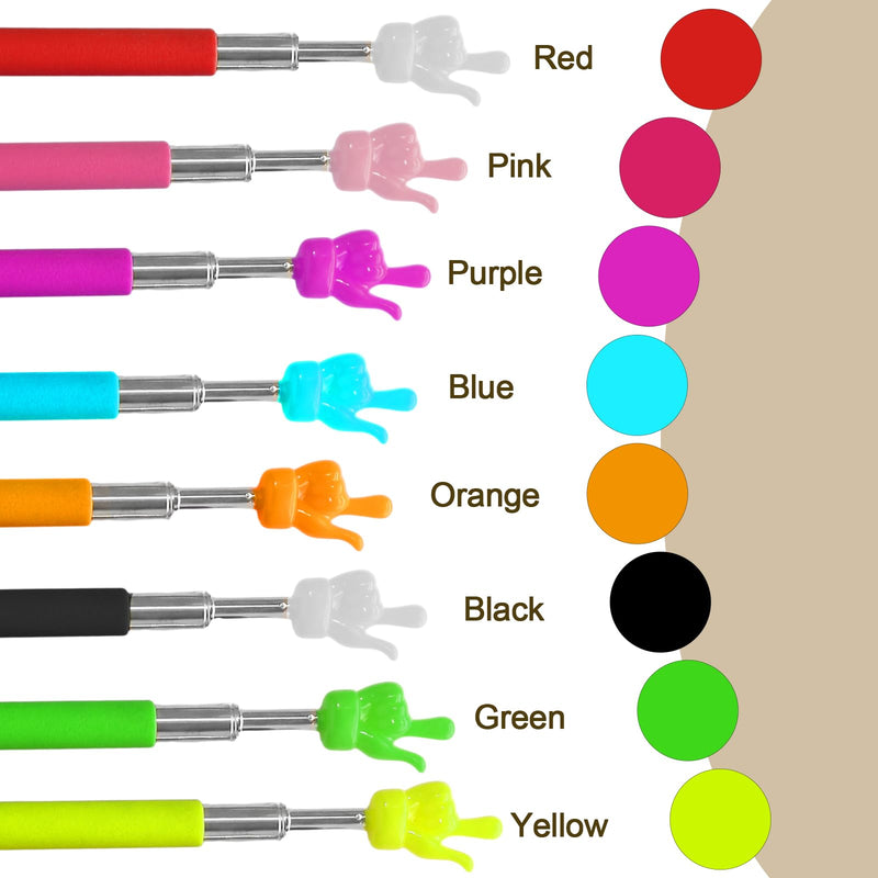 Hitefu 4 Pcs Telescopic Teachers Pointer, Mini Extendable Finger Pointer Stick, Colorful Pointing Stick for Classroom, School, Kindergarten & Meeting