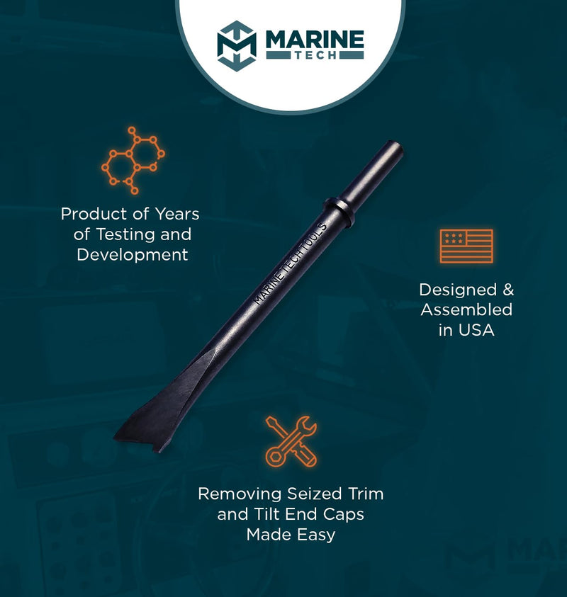 Marine Tech Tools Trim Tilt Impact Tool, Hydraulic Cap Remover Tool, Fits Standard Air Hammer 10mm Shank, Outboard Tilt Trim Ends Caps Removal, Boating Kit