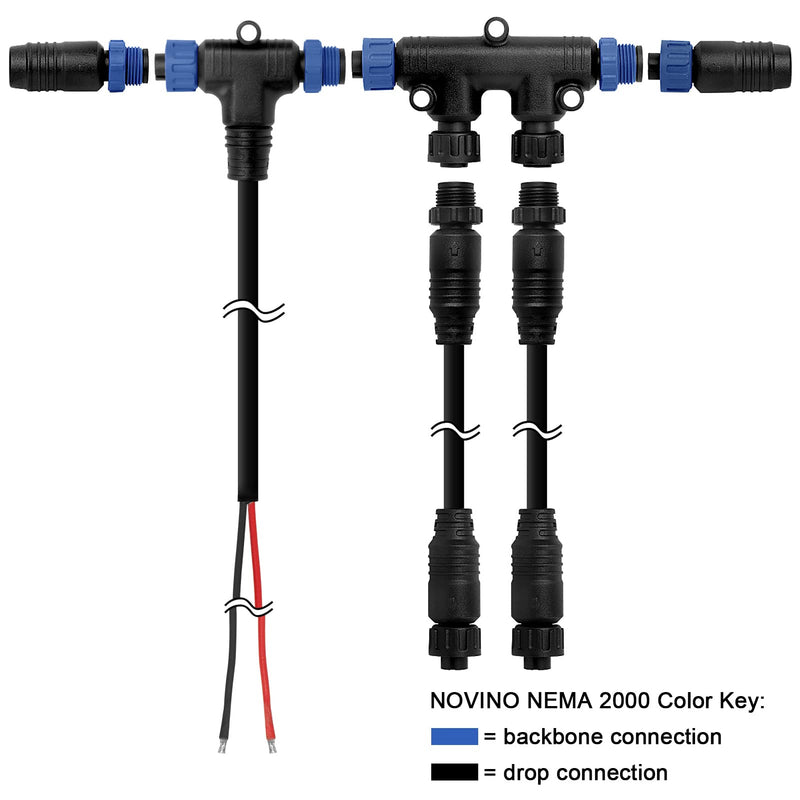 NMEA 2000 Starter Kit to Process NEMA 2K Network for Lowrance Simrad Garmin,Marine Grade NMEA 2000 Backbone Cables Drop Cables Tees Terminators ‎Starter Kit-Blue