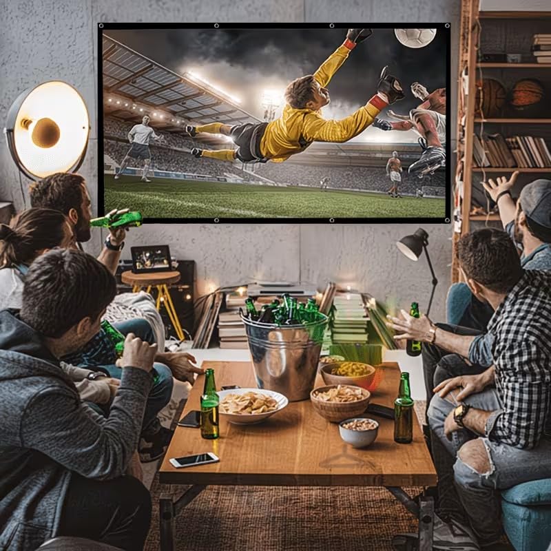 Multi-Size 60/84/100/120 Inch 4K Projector Display Screen, Portable Fold Washable Wrinkle Resistant Wall Screen for Home Theater & Business Presentation (100inch) 100inch