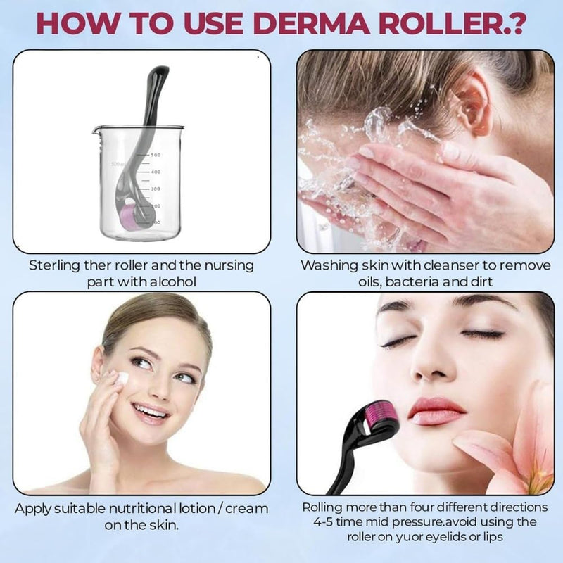 Derma Roller 0.25mm, Anti Ageing Men Beard Roller, 540 Titanium Micro Needling Roller, Microneedling Roller, Hair Growth Scalp Roller, Derma Kit for Skin Rejuvenation (Derma-Roll-0.25mm) Derma-Roll-0.25mm
