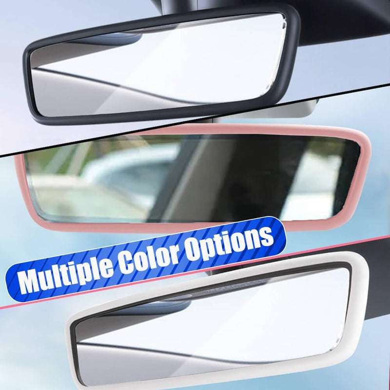 2Pcs Silicone Protector Frames of Screen and Rear View Mirror for Tesla Model 3 2017-2023 and Model Y 2019-Feb.2025. (White) White