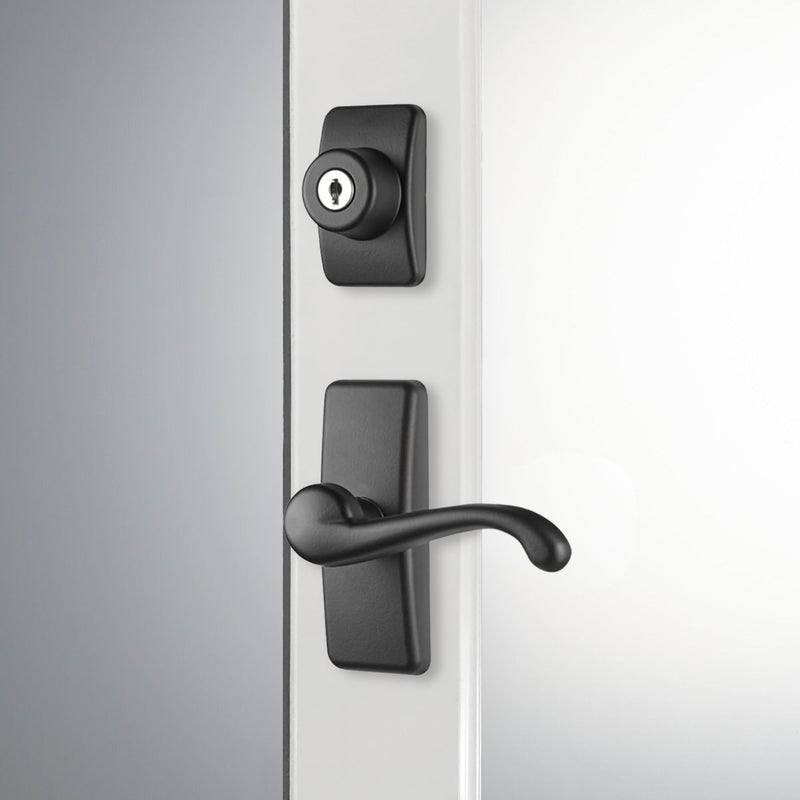 Ideal Security GL Door Lever Set with Keyed Deadbolt Lock for Storm and Screen Doors, Matte Black (4-Piece Set) 4-piece set