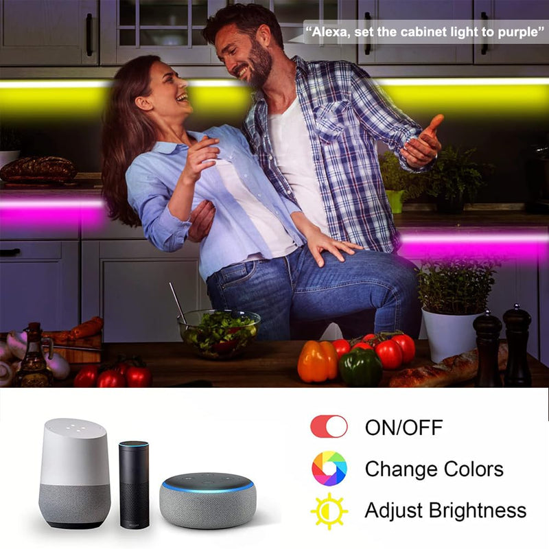 Under Cabinet Lighting Kit, Dimmable Under Counter Lights, RF Remote 20 Inch LED Light Bar, Remote Linkable RGB Lights Work with Alexa, Smart Lamps for Kitchen, Desk, Workbench, Shelf (1 Pack) 1 Pack Kit