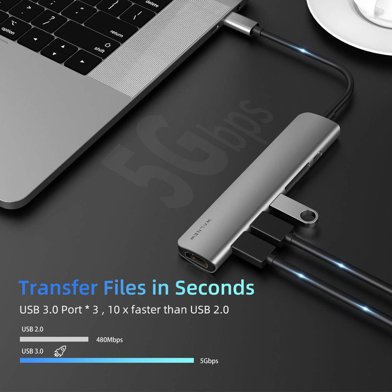 WALNEW 7 in 1 USB C Hub & USB 3.0 to Ethernet Adapter Bundle