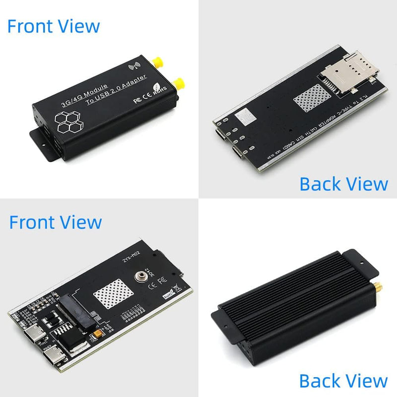 SUPERPLUS NGFF(M.2) to USB 2.0(Type C) Adapter with SIM Card Slot and Auxiliary Power Interface for WWAN/LTE Module