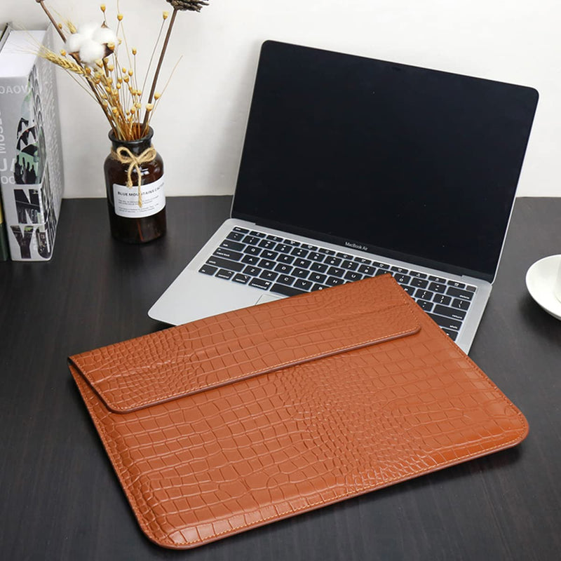 Laptop Sleeve with Stand, PU Leather Flap Style Case Bag for 2024 MacBook Air 13.6 inch M3 A3113 M2 A2681 2022 Air 13 2018-2021 M1 A2337 A2179 A1932 MacBook Pro 13 M1 M2 2016-2020, Brown