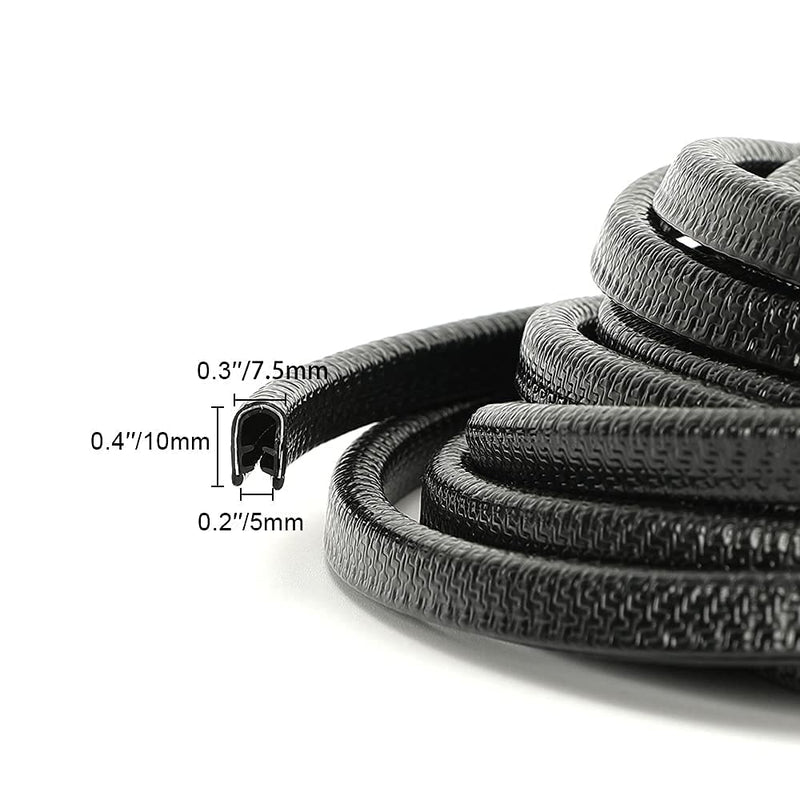 Winunite 16.4ft (5m) Car Door Edge Guards Black – Rubber, No Glue, U-Shaped, Built-in Metal Clips, Fits Most Vehicles, Fade-Resistant, Scratch- and Chip-Resistant – Reduces Dings in Parking Lots 16-2/5Ft