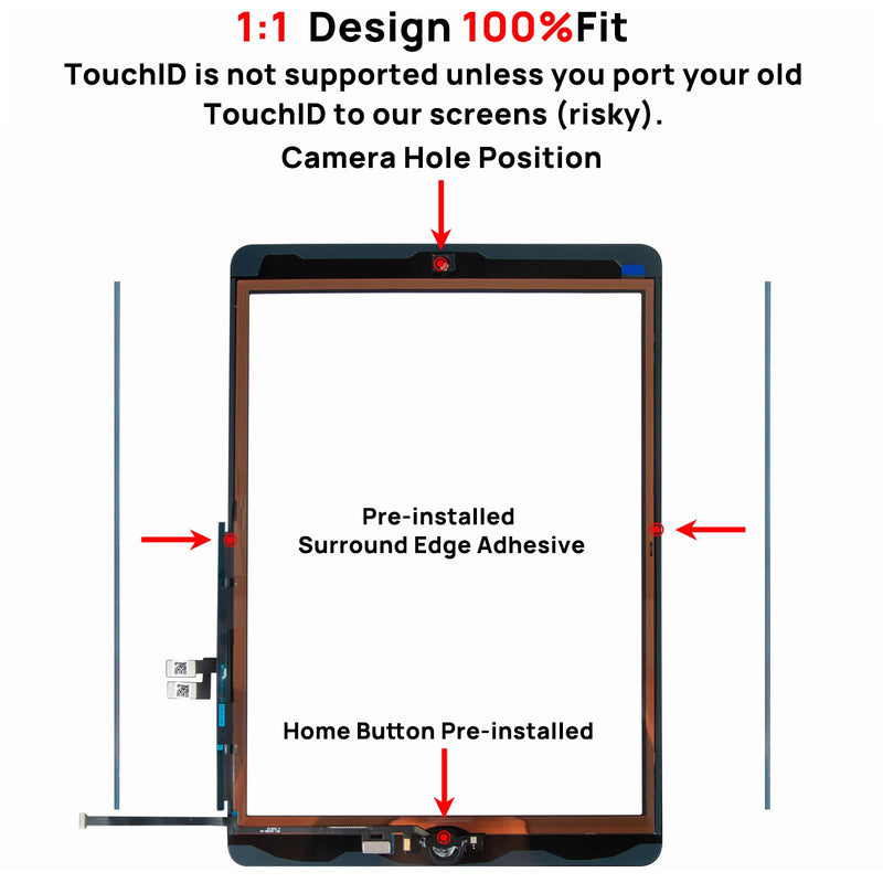Screen Replacement Digitizer for iPad 9 9th Generation, Touch Glass Compatible with iPad 9th Gen 10.2 Inch A2602 A2603 A2604 A2605, with Home Button and Tool Set