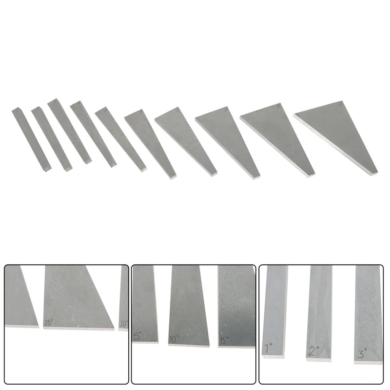 findmall 10 Pcs Accuracy Angle Block Set Machinist Tool 1°- 30°Lathes Milling Ground Gauge Inspection Block Set