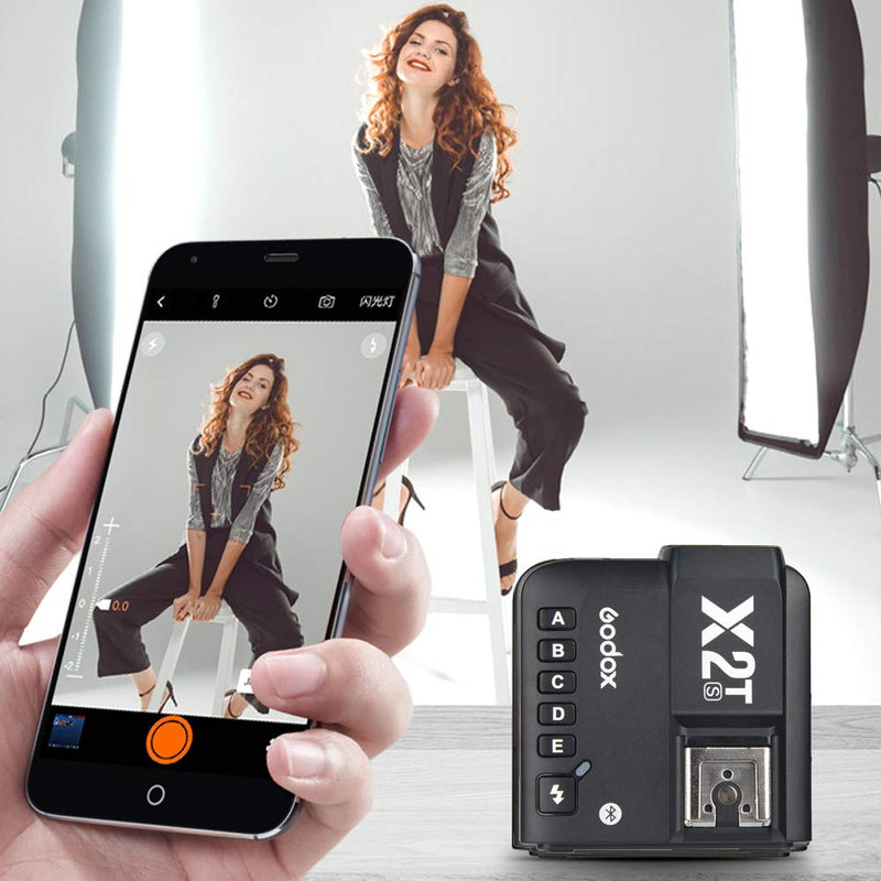 Godox X2T-S Wireless Flash Trigger Compatible with Sony Camera Bluetooth Connection APP Control 1/8000s HSS Transmitter for Godox V1S TT685S TT350S V860II-S TT600 AD200 (X2T S Compatible with Sony)