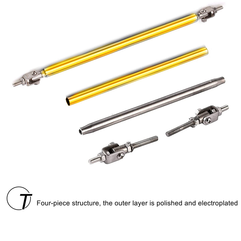 Splitter Strut Rods Adjustable 10"-13" Front Splitter Support Rods for Bumper Lip Splitter 2pc [Gold] GOLD 10"-13"