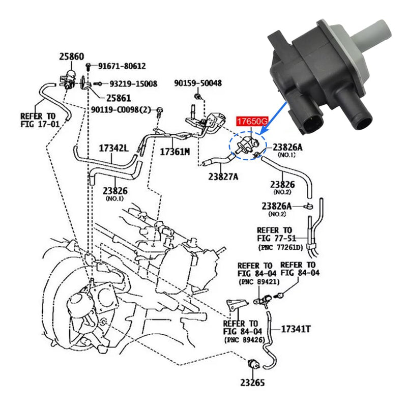 136200-7350 Vaccum Switch Solenoid Valve Compatible with Toyota Corolla Highlan-der Taco-ma Lex-us RX350 SCION FR-S IM 2014-2020 90910-12283