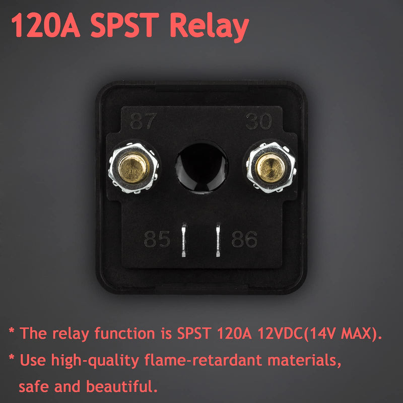2 Pack 12V DC 120A Starter Relay Switch Car Heavy Duty Split Charge Continuous Duty 4 Terminal SPST Relays for Truck Boat Marine