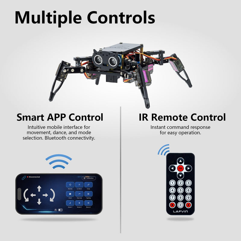 LAFVIN Spider Robot Kit for ESP8266, Quadruped Spider Robot with APP & Infrared Remote Control, Open Source Code STEM Programming Robot for Arduino