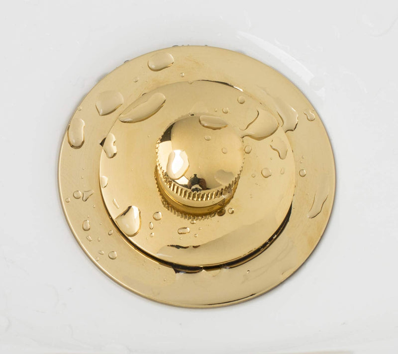 Artiwell Lift & Turn Tub Trim Set with Two-Hole Overflow Faceplate, All Brass Bathtub Conversion Kit Assembly with 2-Hole Overflow Face Plate and Universal Fine/Coarse Thread (Polished Brass) Polished Brass