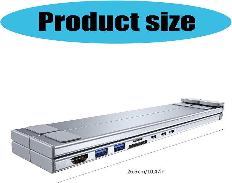 8-in-1 USB C Laptop Docking Station Stand, USB C Dock Tablet Stand with 4k HDMI, 2 USB 3.0, Pd 100w, Universal Dock Station for Offices, Desks, Cafes, Plug and Play (1Pcs) 1Pcs