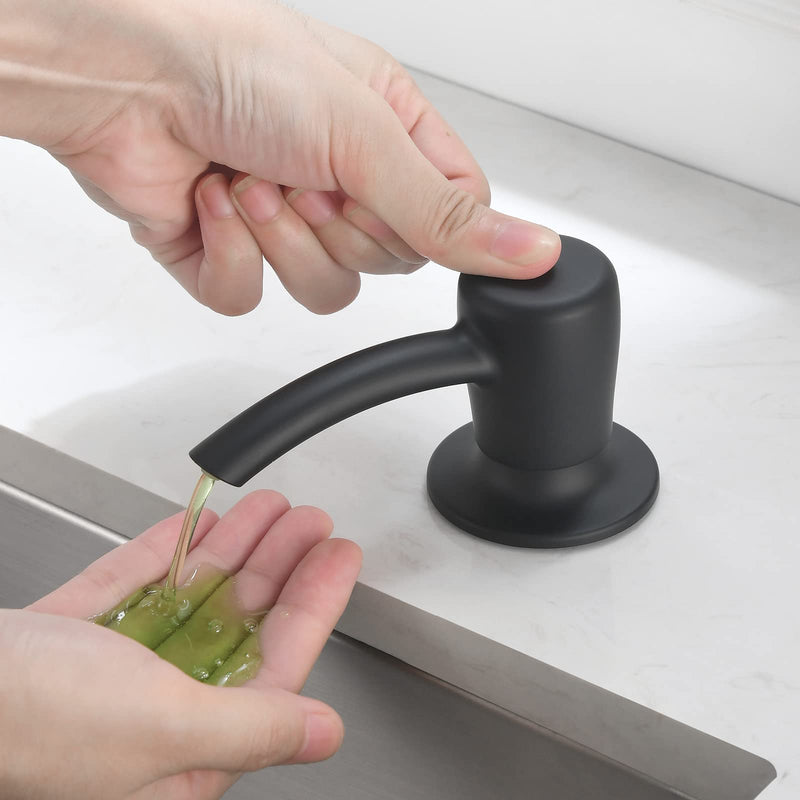 RULIA Kitchen Sink Soap Dispenser, Build in Sink Soap Dispenser, Deck Mounted Soap Dispenser, Matte Black RB2006