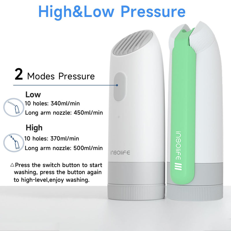 Portable Bidet | High Pressure | Travel Bidets with 2 Different Nozzle | Rechargeable Electric Portable Bidet for Men & Women | Portable Bidets for Travel (‌Military Green) ‌military Green