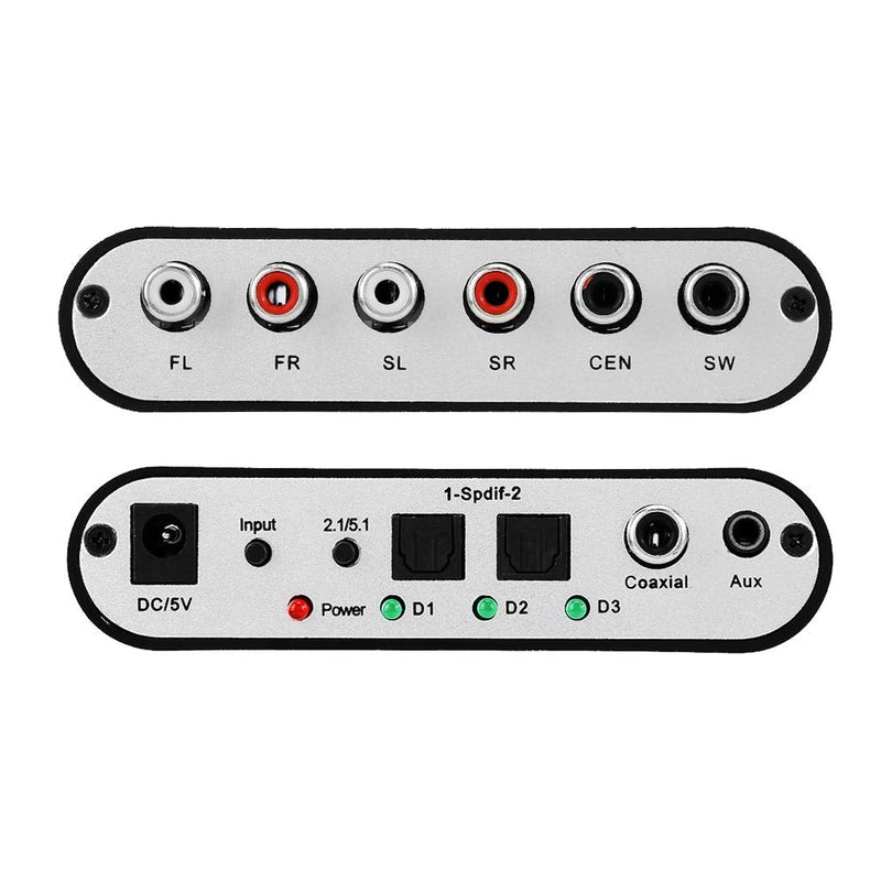 Surround Sound Decoder,Yinhing Surround Sound Decoder, Digital to Analog Audio Converter, 5.1 Audio Converter Digital DTS Channel Decoder with Optical Fiber Coaxial, Sound Adapter Audio Adapter
