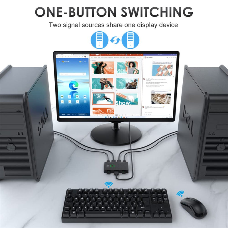 cablecc KVM USB 2.0 & HDMI 4K Switch Selector Dual PCs Sharing Monitor HDTV USB Port Keyboard Mouse Scanner Printer HDMI+2*USB2.0
