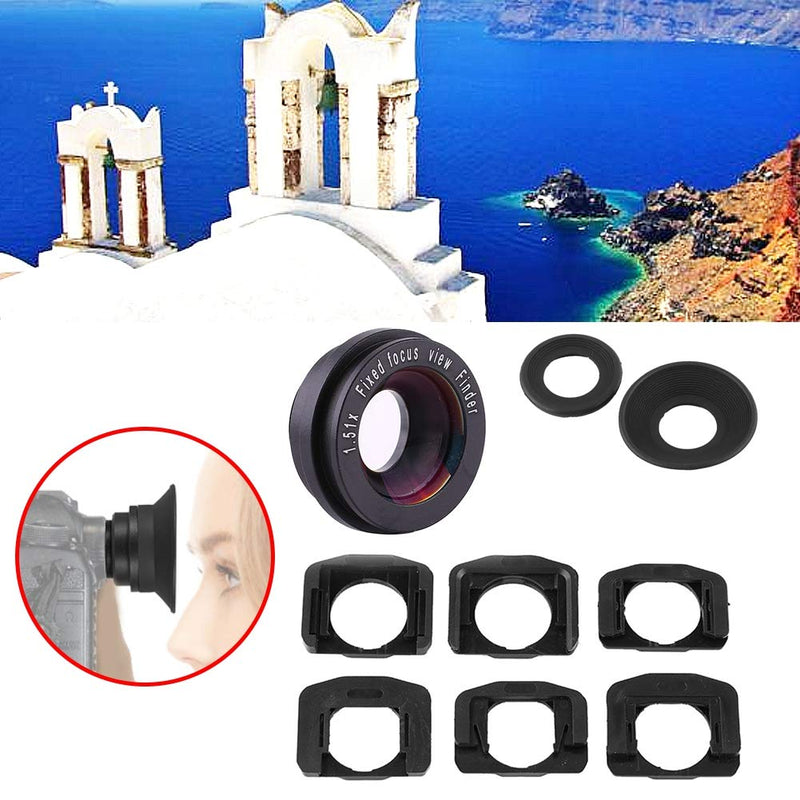 ASHATA 1.51X Camera Viewfinder, DSLR Camera Fixed Focus Eyepiece Magnifier Eyecup with 6 Magnifier Mount Bases, 1.51X Viewfinder Magnifier for DSLR Camera, ASHATAbxqfsm5icn