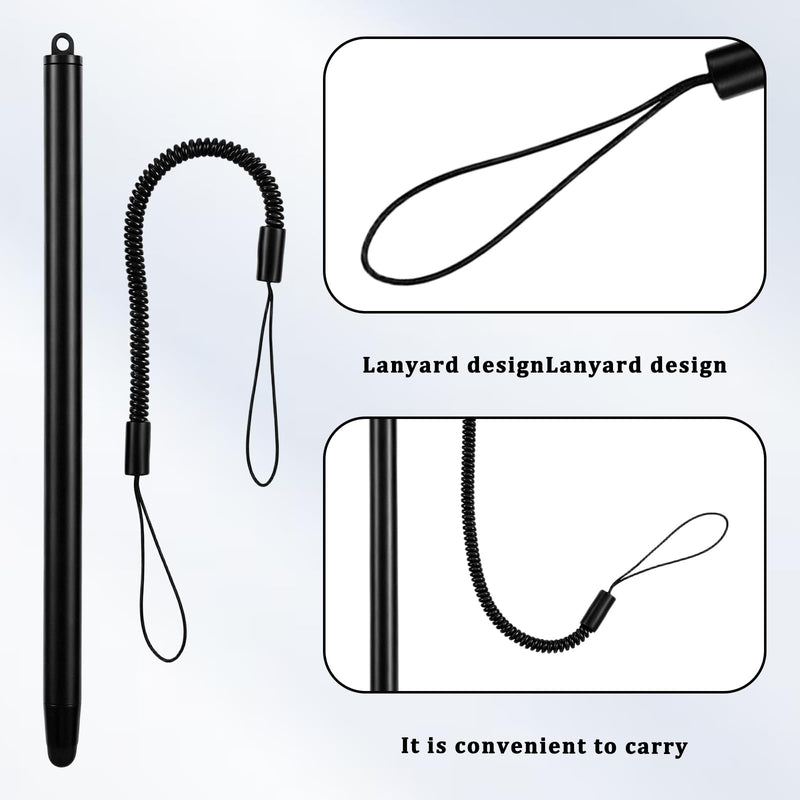 2 PCS Stylus Pen with Spring Tether, Universal Capacitive Touch Screen Pen for Tablets and Phones Anti-Scratch Silicone Tip Stylus for Tablets Drawing, Sketching and Note-Taking (Black)