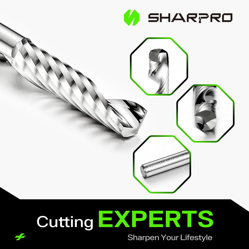 O Flute Upcut Spiral Router Bit 1/4 Inch Shank 1/4" Cutting Dia. 1" CL. 2-1/4"OVL. Carbide Single Flute CNC Router Bit, Ideal for Aluminum, Plastic, Acrylic, Wood, MDF and PVC (3PCS) 1/4" DIA - 1" CL - 1/4" SHK 3