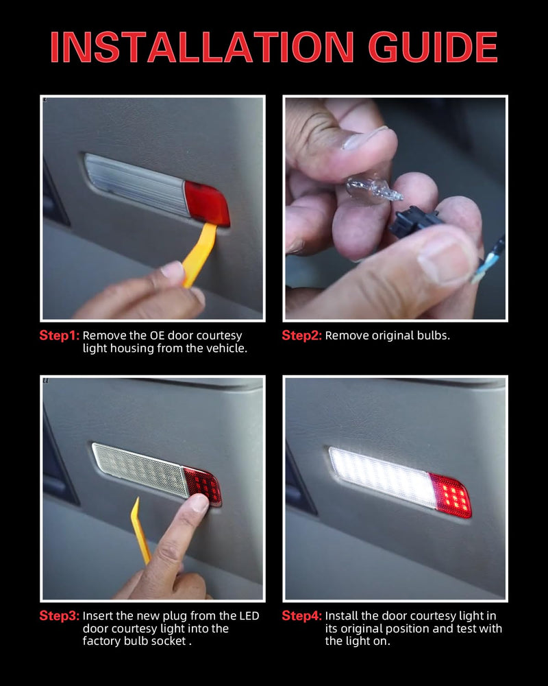 4PCS LED Interior Door Panel Lights Courtesy Light Compatible with 1995-1999 Chevy C/K Silverado Sierra Yukon Door Reflector Light Intended for Hummer H2 2003-2009 4PCS-white+red