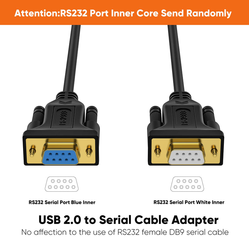 CableCreation USB to RS232 Adapter with PL2303 Chip 3.3 FT, USB 2.0 to RS232 Female DB9 Serial Converter Cable for Cashier Register, Modem, Scanner, Digital Cameras, CNC, 1M Black 3.3FT / 1M PL2303 Chipset