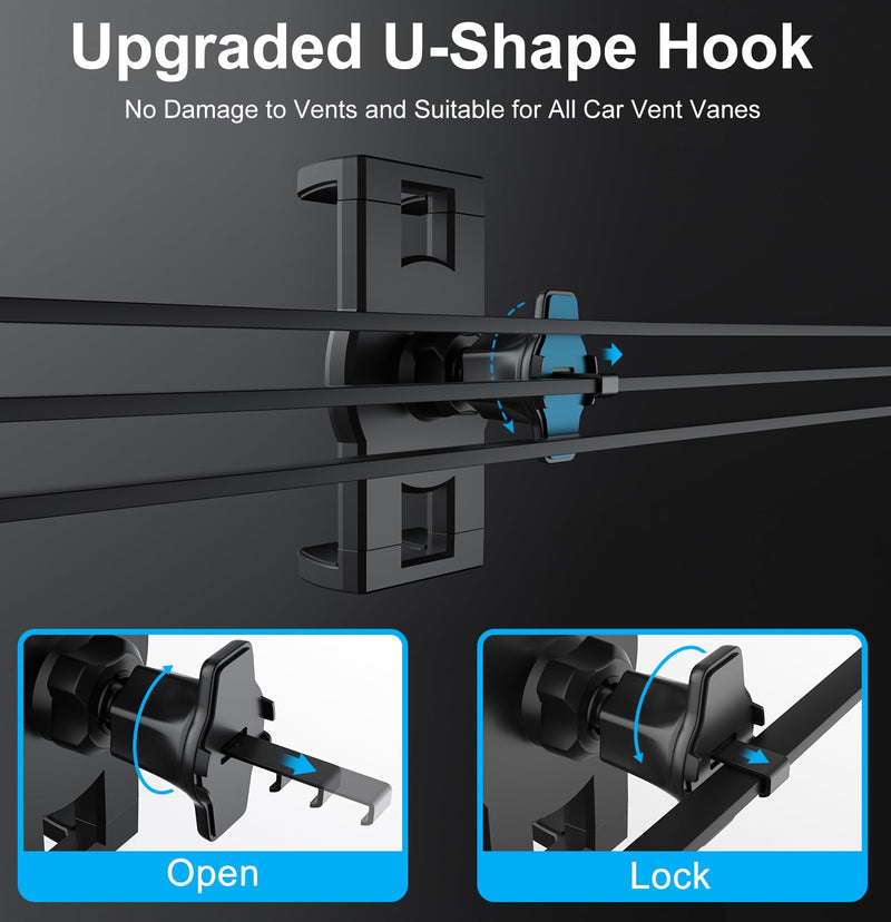 Tablet Mount for Car Vent, [Military-Grade Hook Clip] Air Vent Tablet Holder, 360° Rotatable Hands Free A/C Hook Clamp for 4-11" Tablet iPad Pro Air Mini, Galaxy Tabs Z Fold, Surface, Fire, Phone