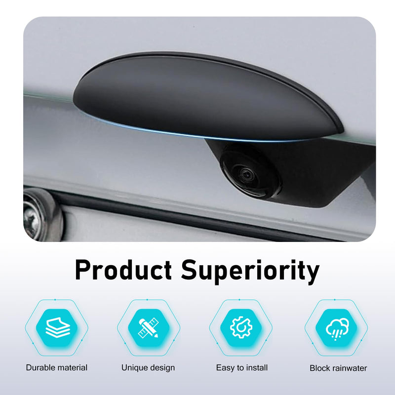 Car Rear View Camera Cover, Waterproof ABS Wider Reversing Camera Shield, Anti-rain Anti-Glare Backup Lens Guard, Self-Adhesive Modification Accessory for Most Cars (Black) 1 PC Black