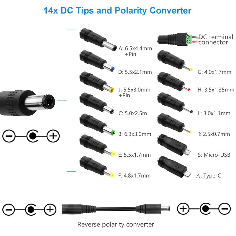 SHNITPWR 30W Universal Power Supply 3V 4.5V 5V 6V 7.5V 9V 12V Adjustable Variable AC/DC Adapter with 5V 2.1A USB Port, 100V-240V AC to DC 3V~12V Converter 0.5A 1A 1.2A 1.5A 2A 2.5A Max with 14 Tips 3V~12V-30W