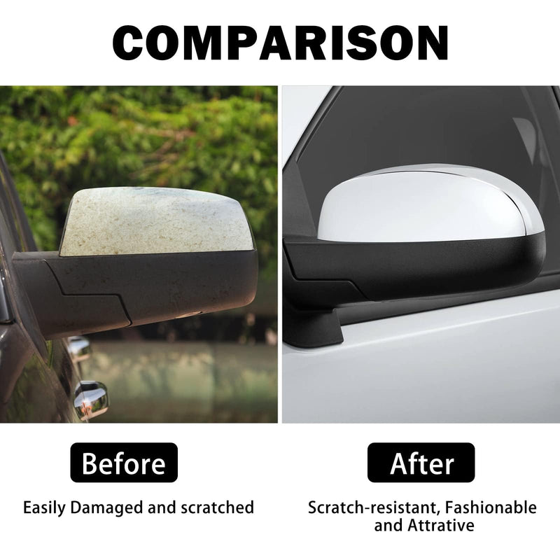 Chrome Side View Mirror Covers Caps Top Half Compatible with Chevrolet Silverado Tahoe Suburban Avalanche, GMC Sierra Yukon Cadillac Escalade 2007 2008 2009 2010 2011 2012 2013 2014