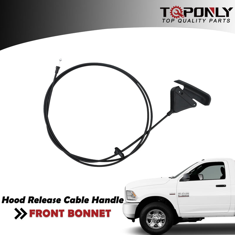 TQPONLY 912-086 Hood Release Cable & Pull Handle Compatible with 1994-2005 Dodge Ram 1500 2500 3500 Pickup Truck Replaces 55076343 55075422 55275849AA