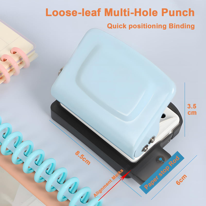 Spiral Binding Machine-Mini 6 Hole Puncher, DIY Creative Book Binder Machine for Planner, Portable A4/A5/B5 Book Loose Leaf Paper Puncher for Coil Bound- Blue Mini 6 Hole-blue
