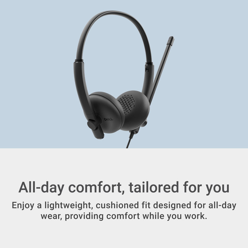 Dell Wired Headset WH125, Boom Mic, Black | USB Type-A, Mac & Windows, Leatherette Cushions, 270° Rotational Mic, Computer Use Dell Wired Headset - WH125