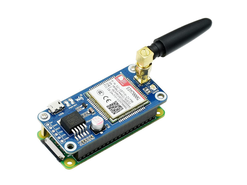 Waveshare SIM7000G NB-IoT/Cat-M/Edge/GPRS HAT, Compatible with Raspberry Pi 5/4B/3B/Zero/Zero W/Zero 2W/Pico/Pico W/Pico WH, GNSS Positioning, Global Band Support