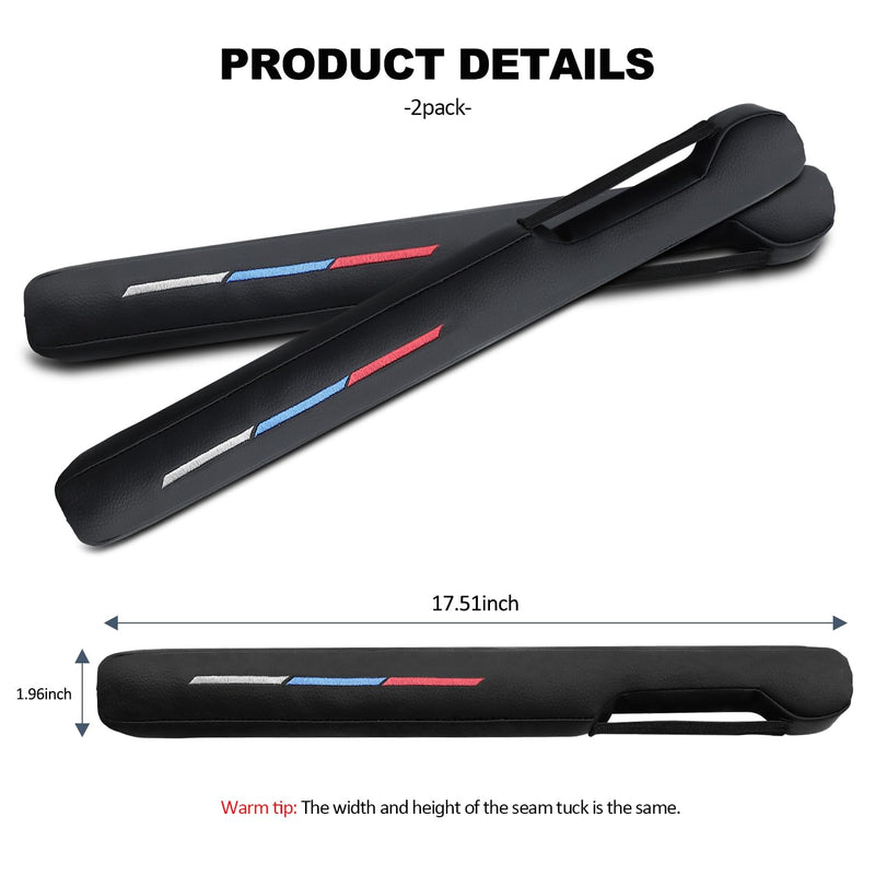 Sports Style Leather Car Seat Gap Filler Spacer Universal Seat Gap Filler Plug Compatible with BMWSeries M1 M3 M5 X1 X5 X6 Z4 3 5 7 Series Console Stop Things from Dropping Embroidered Sports Style