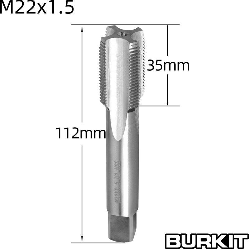 Burkit M22 X 1.5 Tap and Die Set, M22 x 1.5 Machine Thread Tap and Round Die Right Hand M22x1.5
