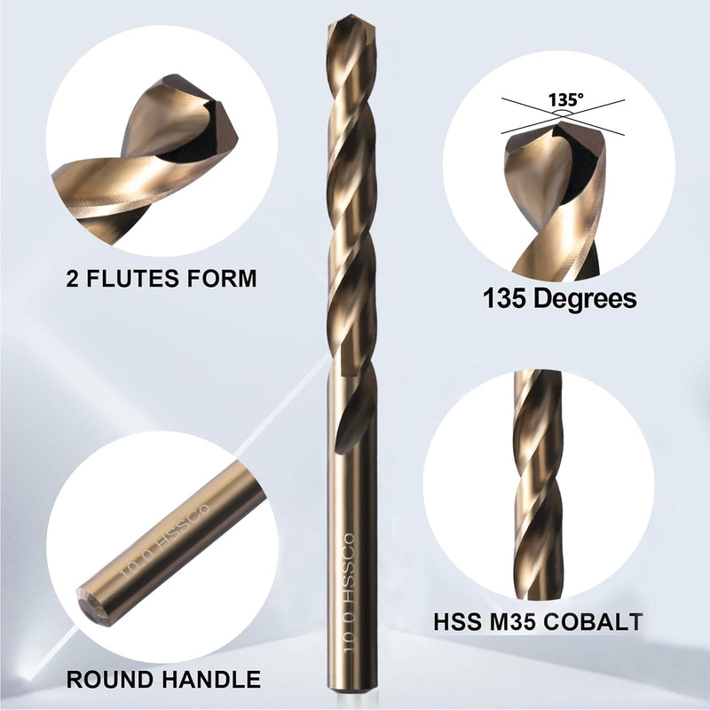 M35 Cobalt 5% Metric Drill Bit Set, 19Pcs 1mm-10mm Twist Drill Bits for Metal and Hardened Steel, with Index Storage Box