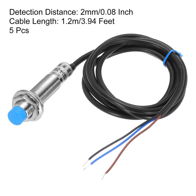 MECCANIXITY M12 Approach Sensor Inductive Proximity Sensor Switch NC Normally Close NPN 4mm Detection Distance, DC 6-36V LJ12A3-4-Z/BX, 3.9ft, 5Pcs 5