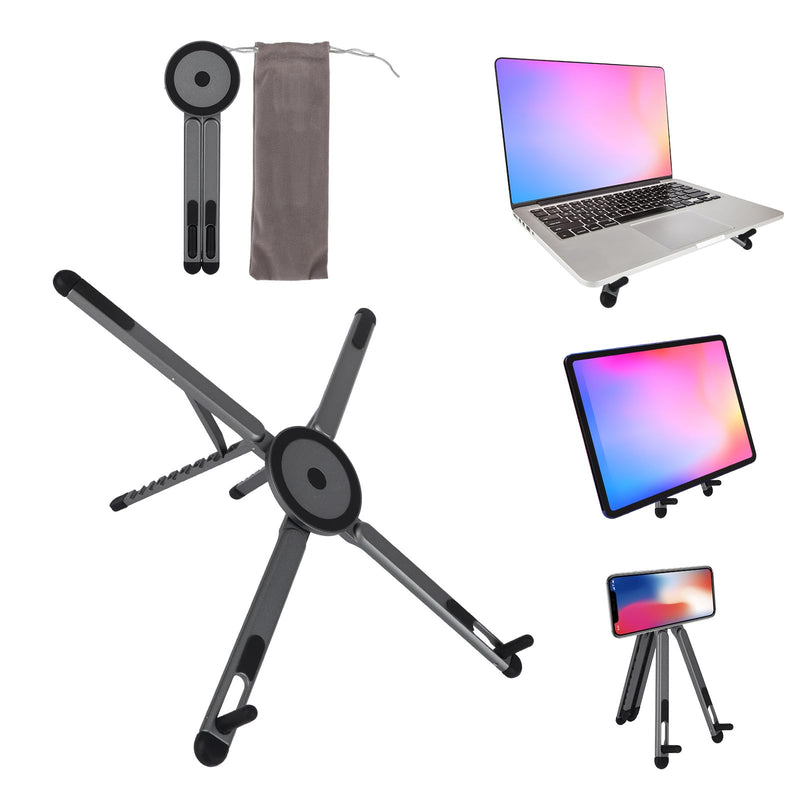 Multifunctional Magnetic Phone Stand, 8-Level Adjustable Height 4 in 1 Magnet Laptop Stand Foldable Portable Device Holder Compatible with Phone Laptops Tablets Desk & Car Use Accessories