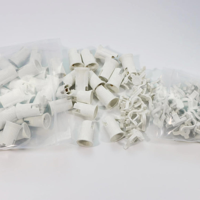 100PCS C7 E12 Replacement Bulb Sockets, C7 White Socket SPT-1 Christmas String Light Replacement lamp Holder(E12, White)