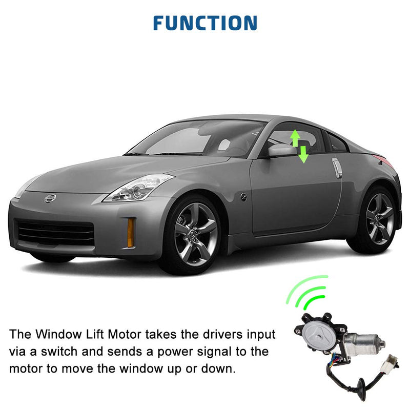 Window Lift Motor Front Left Driver Side Replacement for 2003-2009 Nissan 350Z 2003-2007 Infiniti G35 2 Door Coupe Model Replace Part # Motor 80731-CD00A 80731CD00A 742-511 Front Left Side